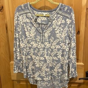 Lucky Brand 1X light blue/cream tunic